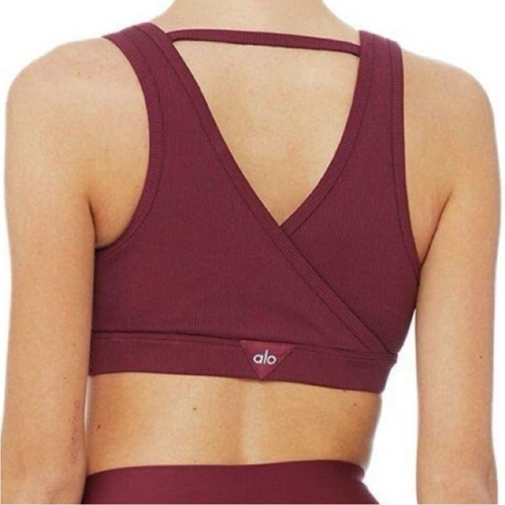 Alo Yoga Togetherness Bra Black Cherry Burgundy Size Small